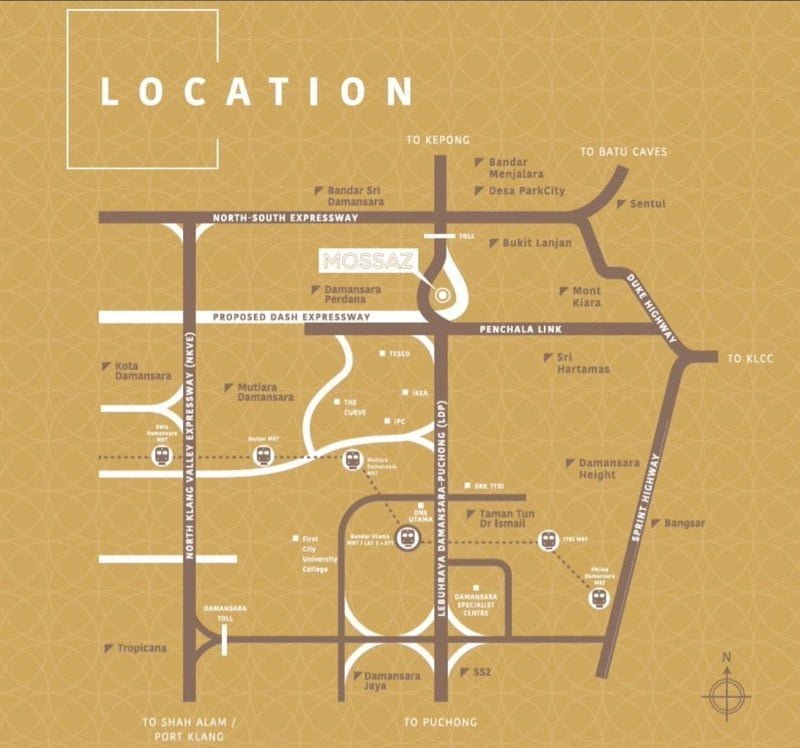 Location of Mossaz Empire City Damansara Perdana